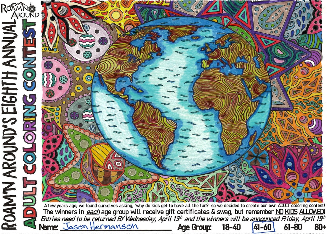2022 ULTIMATE COLORING CHAMPION -- COLORED PAGE WITH EARTH AND ZENTANGLES